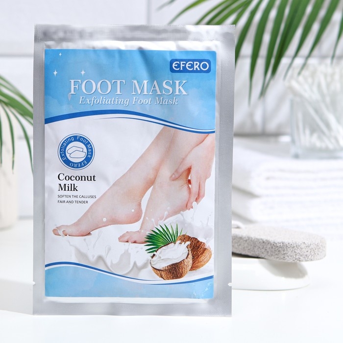 Отшелушивающая маска-носки для ног на основе кокосового молока, 1 пара Отшелушивающая маска-носки для ног на основе кокосового молока, 1 пара
