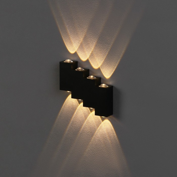 Светильник фасадный &laquo;Луч&raquo;, FSD-012, 8 Вт, 3000К, 4 луча, IP65, 220 В, металл, черный