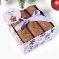 Набор махровых полотенец "Пряники" 30х30 см - 3 шт, хлопок 340гр/м2 Набор махровых полотенец "Пряники" 30х30 см - 3 шт, хлопок 340гр/м2