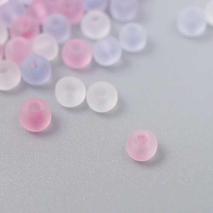 Бисер стекло 8/0 "Матовый полупрозрачный. Меланж розово-сиреневый" 10 гр