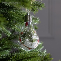 Ёлочный шар &laquo;Ветка ели&raquo;, батарейки, 5 LED, свечение белое