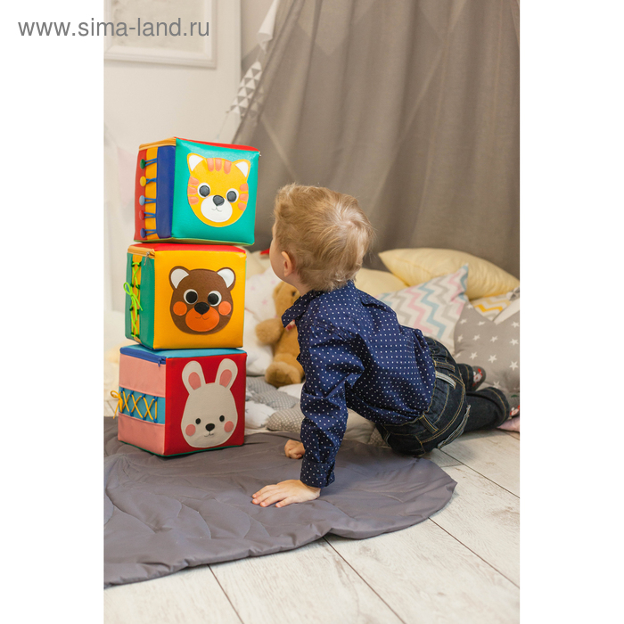 Бизикубик развивающий тактильный &laquo;Котик&raquo;, 20 &times; 20 см