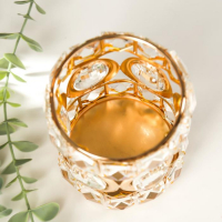 Подсвечник металл, стекло на 1 свечу "Овалы и квадраты" золото 13,2х9х9 см Подсвечник металл, стекло на 1 свечу "Овалы и квадраты" золото 13,2х9х9 см