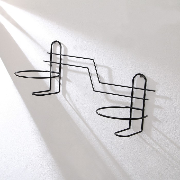 Подвес для кашпо, настенный, на 2 горшка, d=16 см, чёрный, &laquo;Волна - 2&raquo;