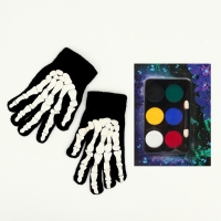 Карнавальный набор &laquo;Жуткий скелетик&raquo;: комбинезон, перчатки, грим, р. 104&ndash;116 см