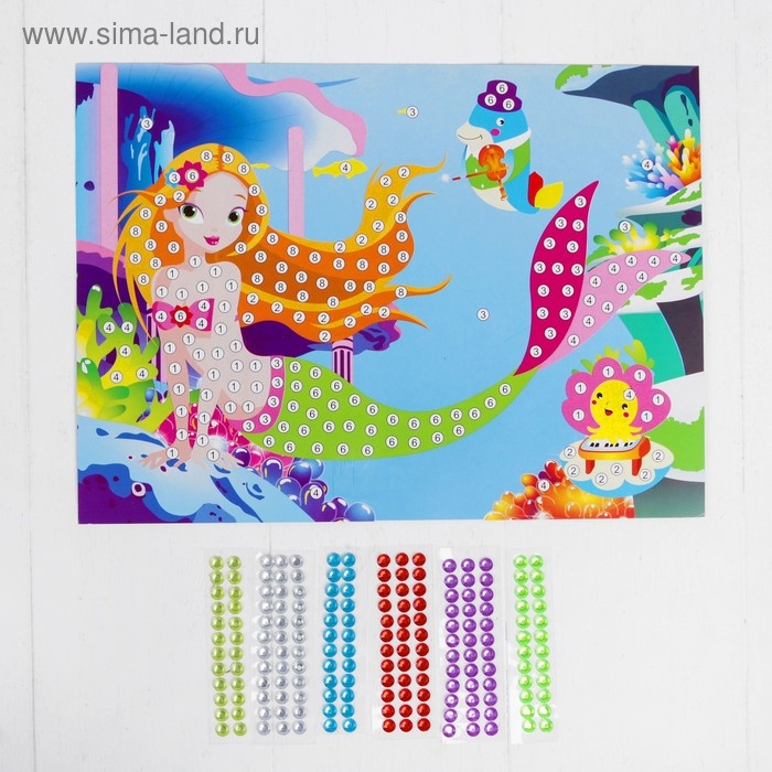 Аппликация круглыми стразами &laquo;Русалочка и друзья&raquo;