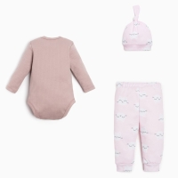 Комплект: боди, шапочка и брюки Крошка Я &laquo;Киса&raquo;, рост 74-80 см