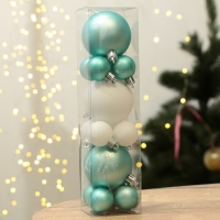 Шары ёлочные новогодние, на Новый год, d=3 и d=6, 15 шт., цвет голубой и белый Шары ёлочные новогодние, на Новый год, d=3 и d=6, 15 шт., цвет голубой и белый