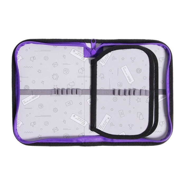 Пенал 3 секции, вкладка внутри, 140 х 210 х 40 мм, тканевый, Calligrata TOP Block Пенал 3 секции, вкладка внутри, 140 х 210 х 40 мм, тканевый, Calligrata TOP Block "Знаки"