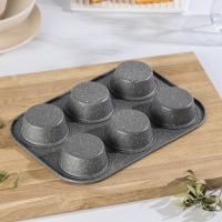 Форма для выпечки «Элин Мрамор. Кекс», 27,5×18×3 см, 6 ячеек, антипригарное покрытие, цвет серый Форма для выпечки «Элин Мрамор. Кекс», 27,5×18×3 см, 6 ячеек, антипригарное покрытие, цвет серый