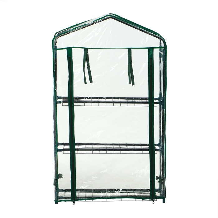 Парник-стеллаж, 3 полки, 110 &times; 22 &times; 65 см, металлический каркас d = 12 мм, чехол плёнка 80 мкм, Greengo