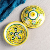 Масленка Риштанская Керамика "Узоры", 17 см, желтая Масленка Риштанская Керамика "Узоры", 17 см, желтая