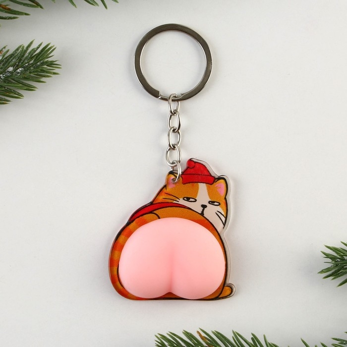 Брелок новогодний, для ключей, мялка «Кот - Новый год» 4,8 х 11,4 см Брелок новогодний, для ключей, мялка «Кот - Новый год» 4,8 х 11,4 см