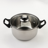 Набор посуды из нержавеющей стали &laquo;Чёрная ночь&raquo;, 8 предметов: ковш 1,5 л, 2 кастрюли 2/3 л, сковорода d=24 см, крышки, стенки 0,3 мм, дно 5 мм