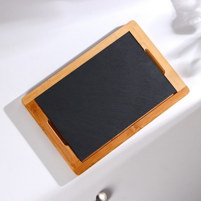 Блюдо для подачи Magistro Valley, 36&times;24 см, сланец, бамбук