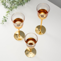 Подсвечник стекло набор 3 шт "Романтика свечей" золото высота 26см, 23 см, 20 см