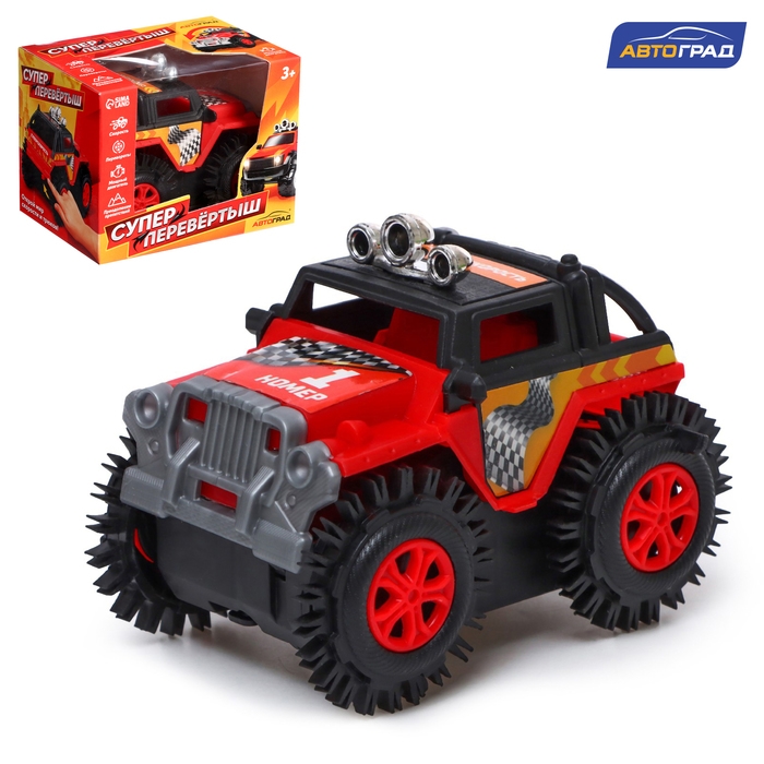 Джип-перевёртыш «Внедорожник», работает от батареек, цвет красный Джип-перевёртыш «Внедорожник», работает от батареек, цвет красный