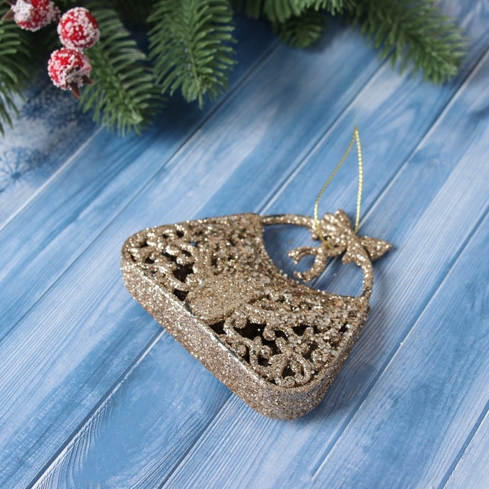 Украшение ёлочное "Сумочка блеск" 8х9,5 см, золото