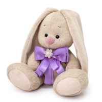 Мягкая игрушка &laquo;Зайка Ми&raquo;, с бантиком лавандового цвета и брошкой, 15 см