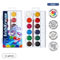 Акварель 12 цветов, ErichKrause Kids Space Animals, медовая, с УФ защитой яркости, пластиковая коробка, европодвес Акварель 12 цветов, ErichKrause Kids Space Animals, медовая, с УФ защитой яркости, пластиковая коробка, европодвес