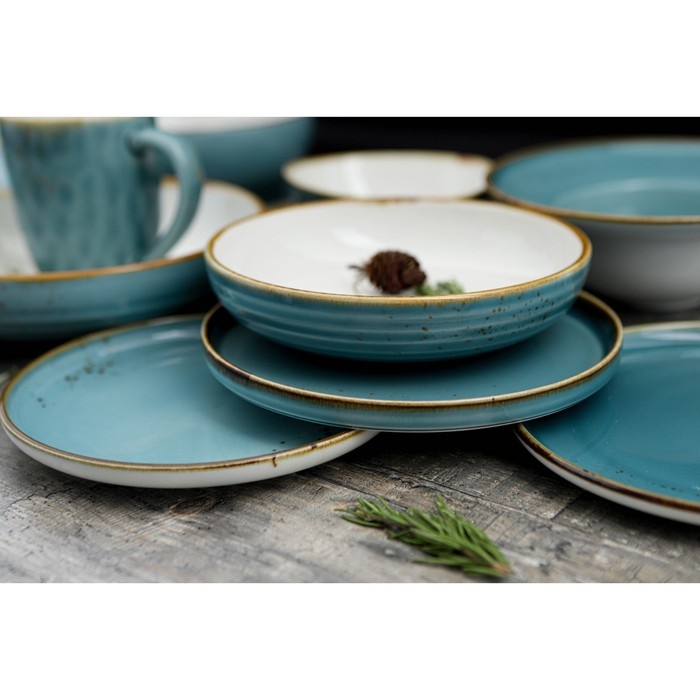 Тарелка пирожковая Magistro «Церера», d=18 см, фарфор, голубой Тарелка пирожковая Magistro «Церера», d=18 см, фарфор, голубой