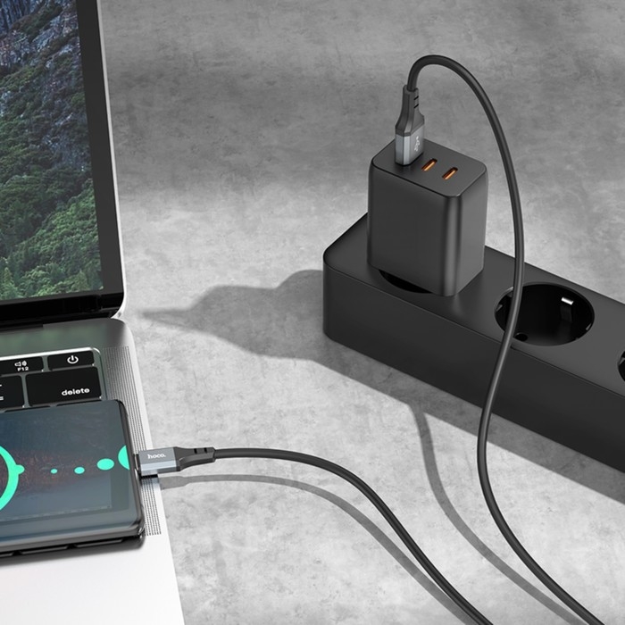 Кабель Hoco X92, Type-C - USB, 3 А, 3 м, оплётка силикон, чёрный Кабель Hoco X92, Type-C - USB, 3 А, 3 м, оплётка силикон, чёрный