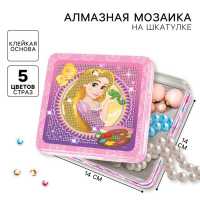 Алмазная мозаика на шкатулке, 14х14 см, Принцессы Алмазная мозаика на шкатулке, 14х14 см, Принцессы