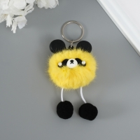 Пушистик на кольце "Панда модник" жёлтый 9х6х6 см Пушистик на кольце "Панда модник" жёлтый 9х6х6 см