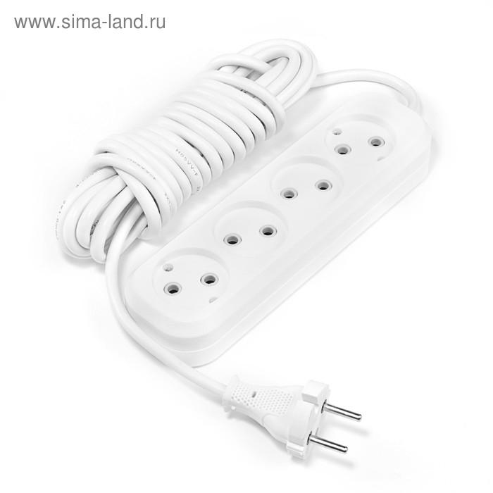 Удлинитель Smartbuy, 4 розетки, 5 м, 10 А, 2200 Вт, ПВС 2х1 мм2, без з/к, белый Удлинитель Smartbuy, 4 розетки, 5 м, 10 А, 2200 Вт, ПВС 2х1 мм2, без з/к, белый