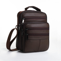 Сумка мужская на молниях, длинный ремень, цвет коричневый Сумка мужская на молниях, длинный ремень, цвет коричневый