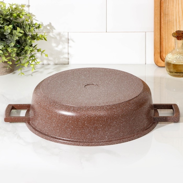 Жаровня Доляна &laquo;Брауни&raquo;, d=28 см, стеклянная крышка, литые ручки, антипригарное покрытие, индукция