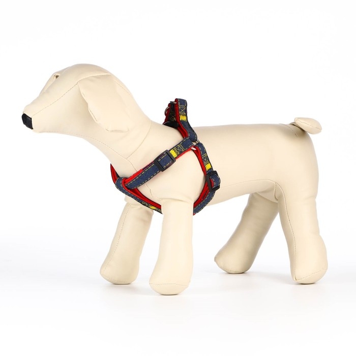 Шлейка Шлейка "Джинс", красный подклад, ширина 1,5 см, ОШ 35-50 см, ОГ 35-50 см