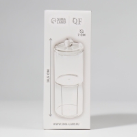 Органайзер для ватных палочек и дисков, с крышкой, 2 съёмные секции, 6,7 &times; 19 см, в картонной коробке, цвет прозрачный