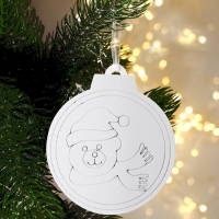 Ёлочное украшение под раскраску &laquo;Мишка&raquo; 4 шт., кисть