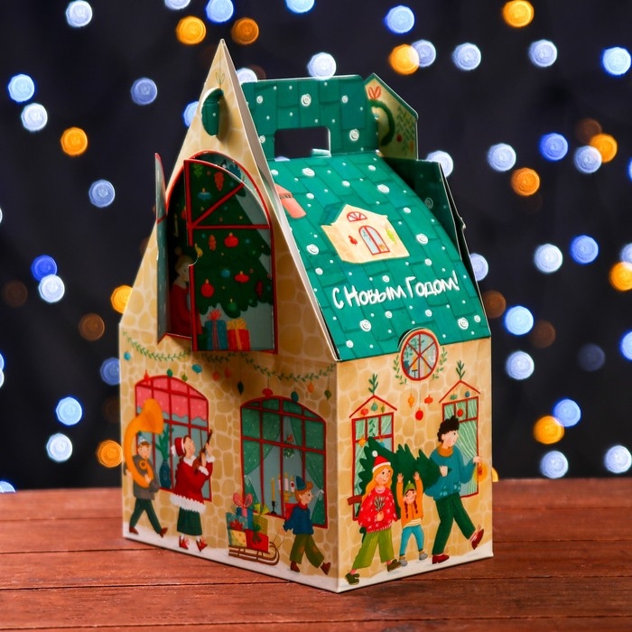 Подарочная коробка Подарочная коробка "Новогодний городок", 17,6 х 11,1 х 18,8 см