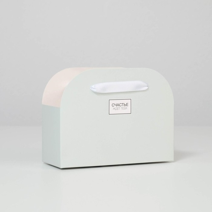 Коробка для цветов складная, мятная «Счастье ждёт тебя», 17 × 13 × 7 см Коробка для цветов складная, мятная «Счастье ждёт тебя», 17 × 13 × 7 см