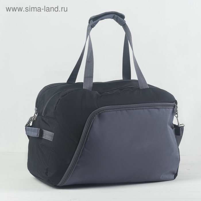 Сумка спортивная на молнии, без подкладки, 2 наружных кармана, средний размер, цвет чёрный/серый Сумка спортивная на молнии, без подкладки, 2 наружных кармана, средний размер, цвет чёрный/серый