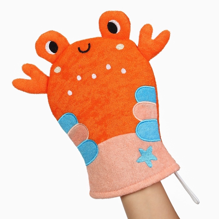 Детская мочалка для купания &laquo;Крабик&raquo;, махра