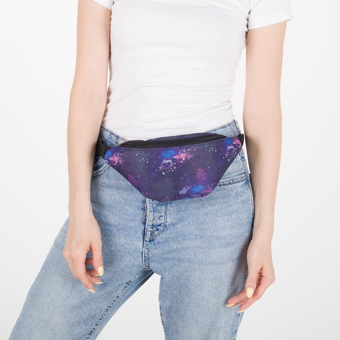 Поясная сумка на молнии, наружный карман, цвет фиолетовый Поясная сумка на молнии, наружный карман, цвет фиолетовый