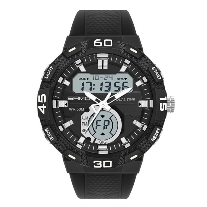 Часы наручные электронные, d-4.9 см, будильник, каледарь, ремешок силикон, черные Часы наручные электронные, d-4.9 см, будильник, каледарь, ремешок силикон, черные