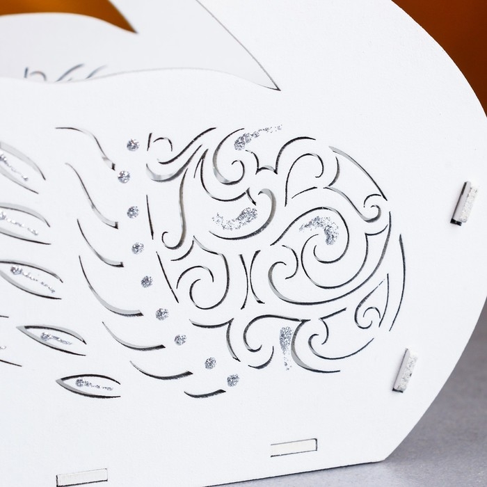 Кашпо деревянное "Лебедь", 17,5х11х24,5 см,дуб, белый