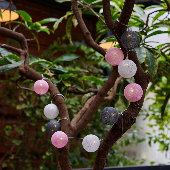 Садовая гирлянда на солнечной батарее &laquo;Клубки&raquo; Uniel, IP44, 1,8 м, теплый белый