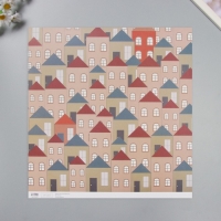 Бумага для скрапбукинга "Домики" плотность 180 гр набор 5 шт 30,5х32 см