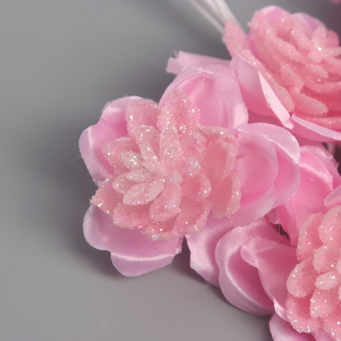 Декор для творчества Декор для творчества "Камелия" розовый (1 набор=1 букет) в букете 6 шт 4х11 см