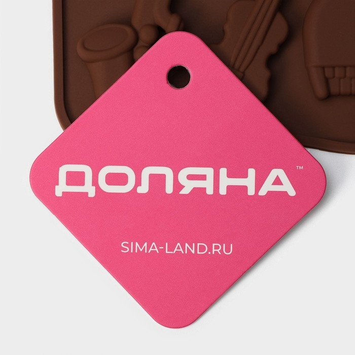 Форма для кондитерских украшений Доляна &laquo;Музыкальные инструменты&raquo;, силикон, 21,5&times;10,5 см, 14 ячеек, цвет МИКС