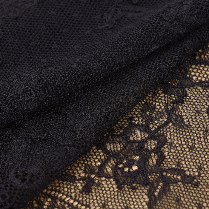 Кружевная эластичная ткань, 240 мм &times; 2,7 &plusmn; 0,5 м, цвет чёрный