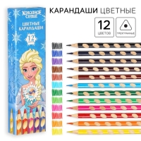 Цветные карандаши, 12 цветов, трехгранные, Холодное сердце Цветные карандаши, 12 цветов, трехгранные, Холодное сердце