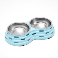 Миска металлическая двойная на пластиковом основании 2 х 160 мл, 25 х 14 х 5 см, голубая Миска металлическая двойная на пластиковом основании 2 х 160 мл, 25 х 14 х 5 см, голубая
