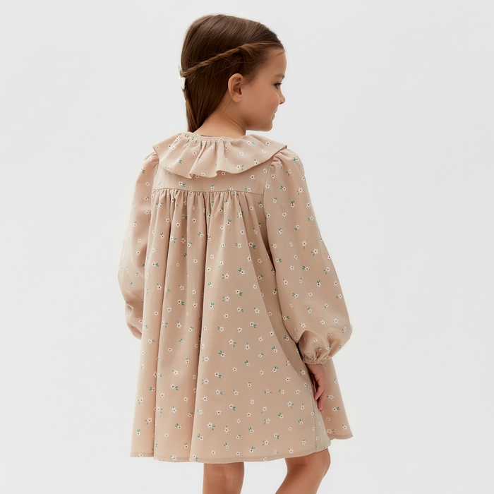 Платье детское с воротником KAFTAN, р.32 (110-116), бежевый Платье детское с воротником KAFTAN, р.32 (110-116), бежевый
