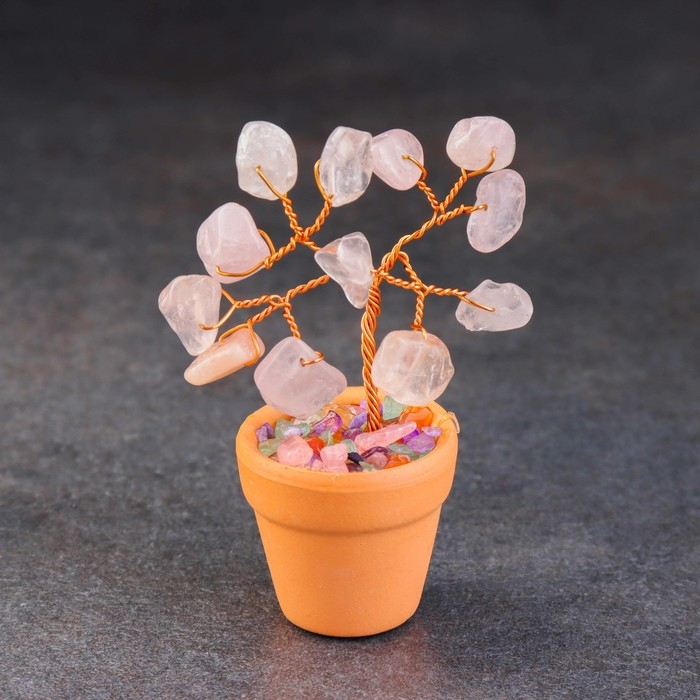 Сувенир в горшочке Сувенир в горшочке "Дерево Любви. Розовый кварц", натуральный камень, 9 х 3,5 см